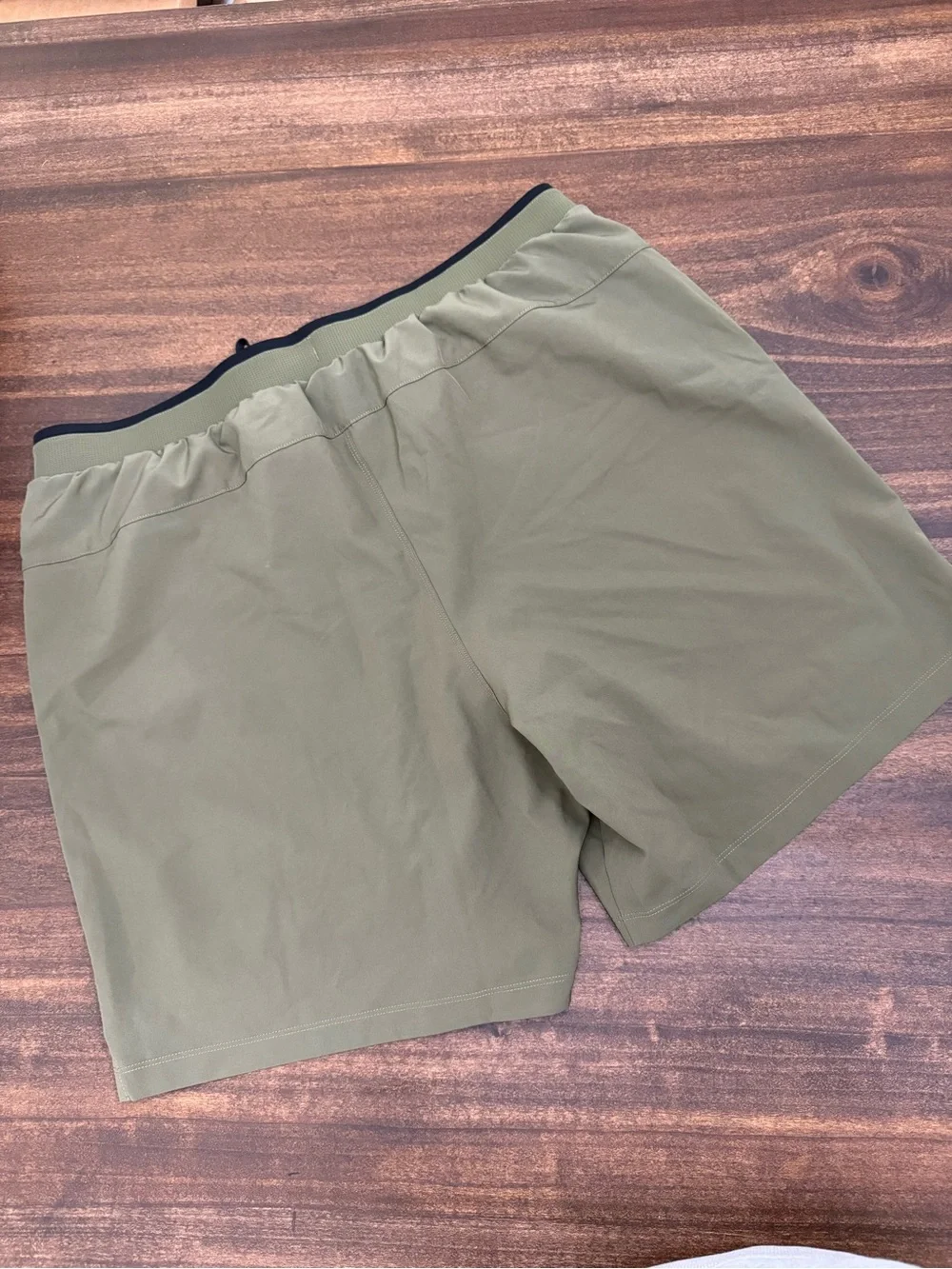 Fabletics Olive Green Men's Athletic Shorts with Black Waistband